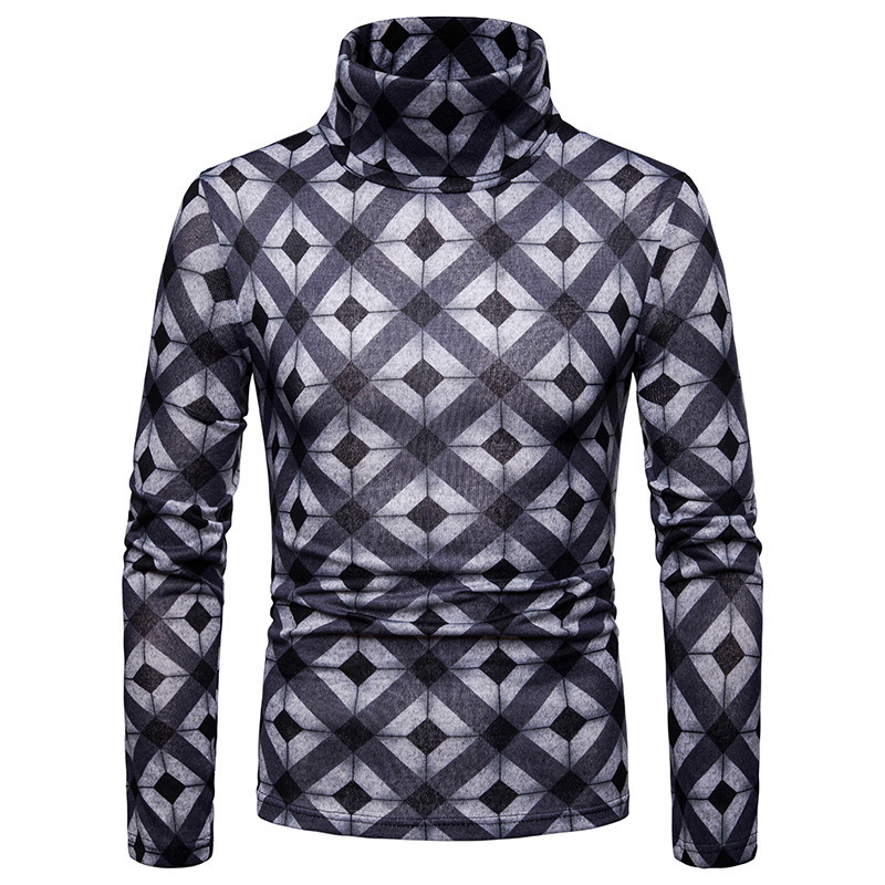 Alkalmi férfi pulóver pólógallérral és mintával