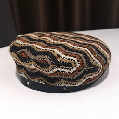 Γυναικείο καπέλο σε ρετρό στιλ μπερέ σε δύο χρώματα