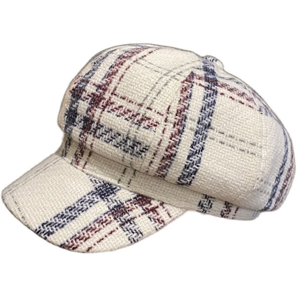 Gyapjú női kockás sapka napellenzővel