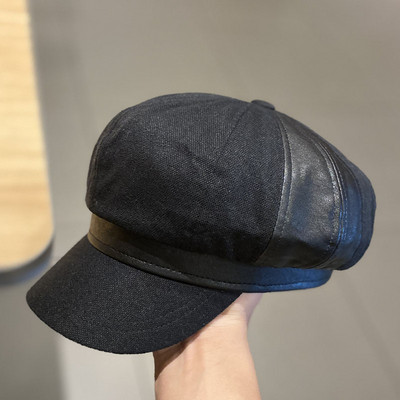 Καθημερινό γυναικείο καπέλο από ύφασμα και οικολογικό δέρμα