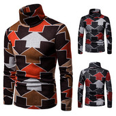 Aktuális férfi pulóver mintás pólógallérral