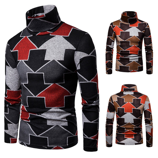 Aktuális férfi pulóver mintás pólógallérral