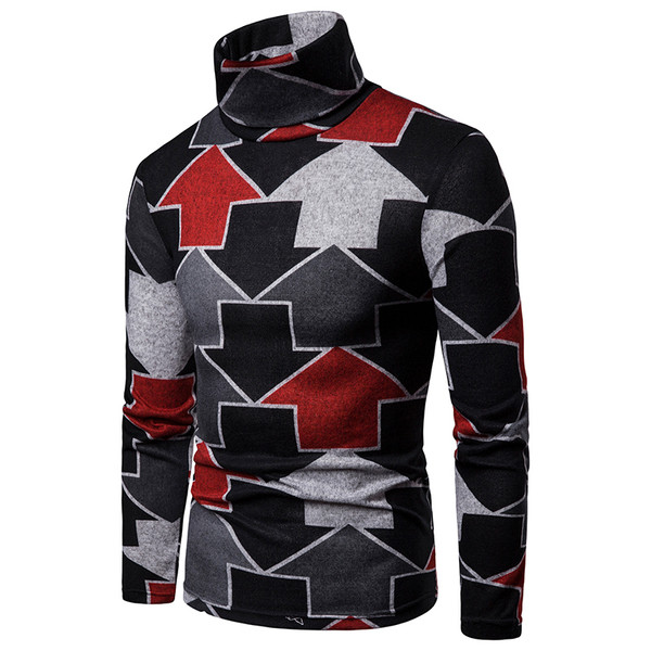 Aktuális férfi pulóver mintás pólógallérral