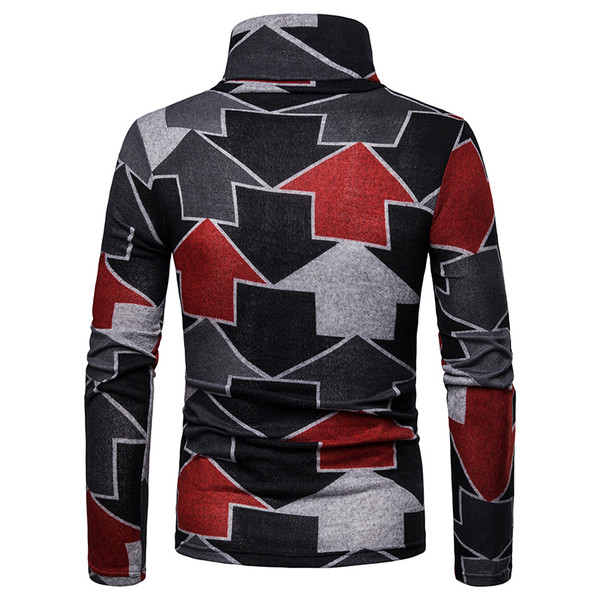 Aktuális férfi pulóver mintás pólógallérral