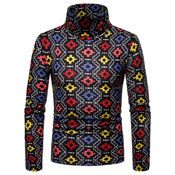 Aktuális férfi pulóver mintás pólógallérral