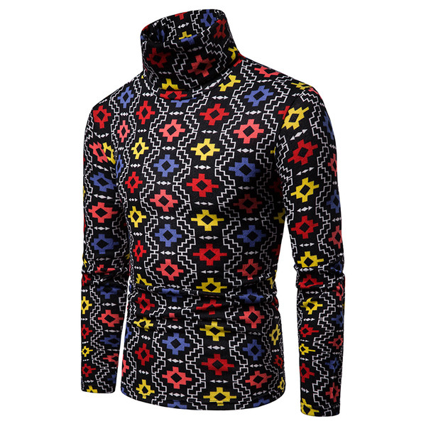 Aktuális férfi pulóver mintás pólógallérral