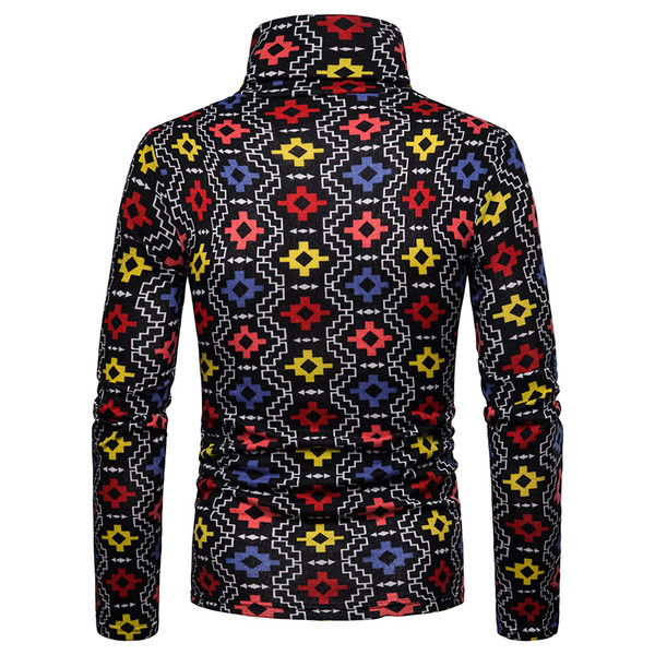 Aktuális férfi pulóver mintás pólógallérral