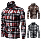 Modern kockás férfi pulóver pólógallérral