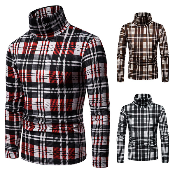 Modern kockás férfi pulóver pólógallérral