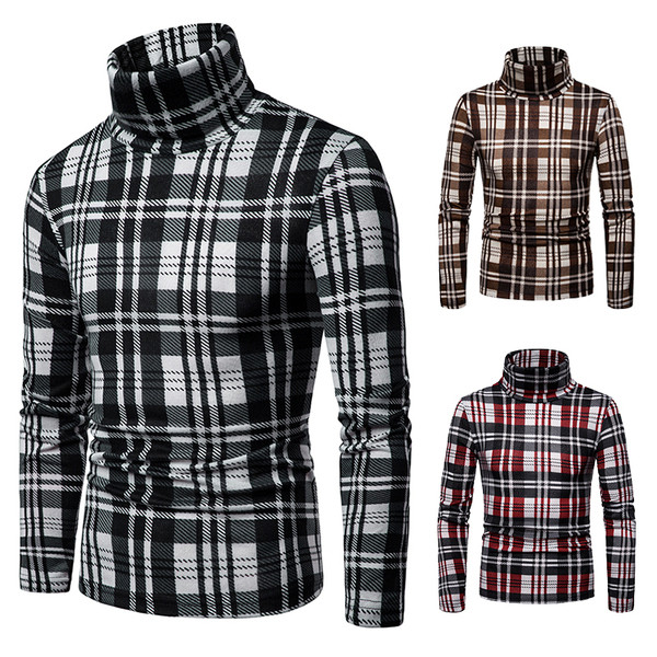 Modern kockás férfi pulóver pólógallérral