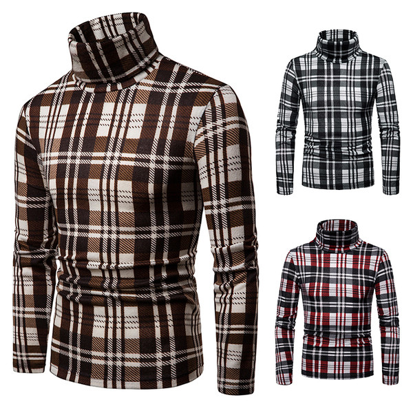 Modern kockás férfi pulóver pólógallérral