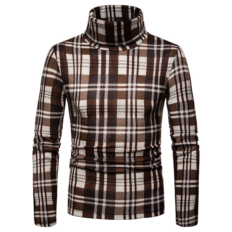 Modern kockás férfi pulóver pólógallérral