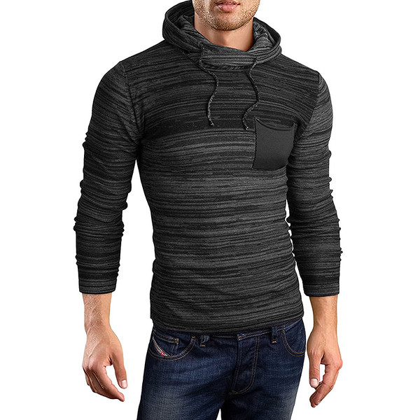 Modern férfi blúz kapucnival és nyakkendővel