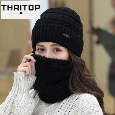 Νέο μοντέλο πλεκτό γυναικείο καπέλο - με έμβλημα