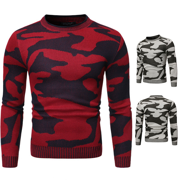 Modern testreszabott férfi pulóver ovális nyakkivágással