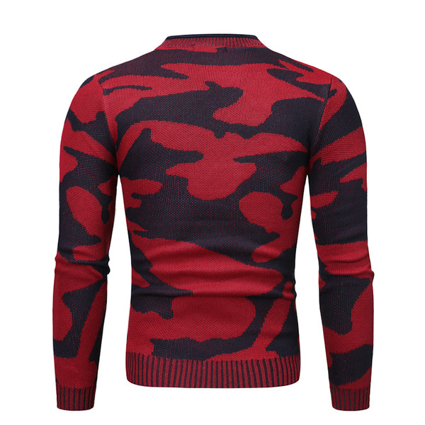 Modern testreszabott férfi pulóver ovális nyakkivágással