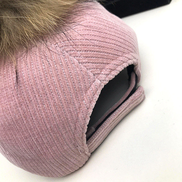 Új modell női bársony sapka pehelypomponnal