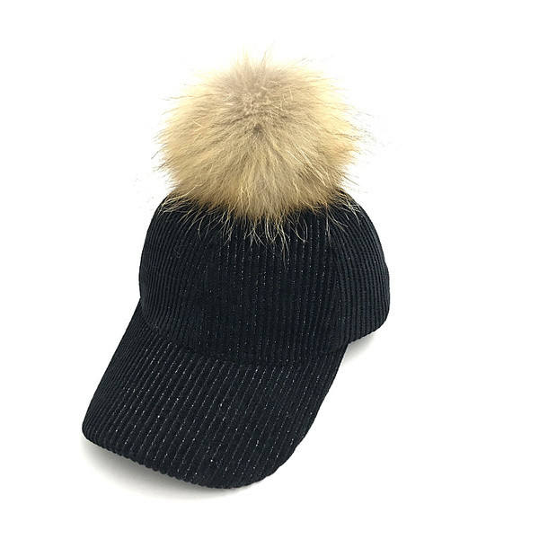 Új modell női bársony sapka pehelypomponnal