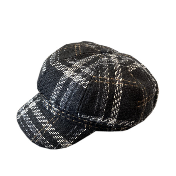 Kockás női retro barett típusú sapka