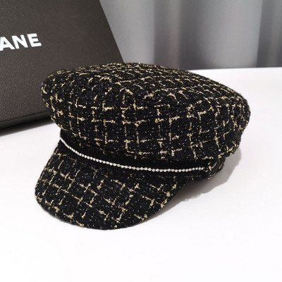 Γυναικείο μάλλινο καπέλο με τούλι και πέτρες