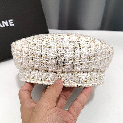 Alkalmi női gyapjúkalap gyöngyökkel