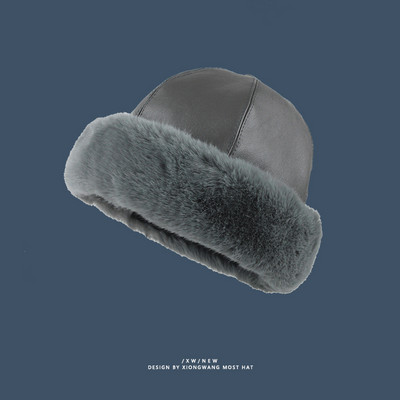 Ζεστό χειμερινό καπέλο κατασκευασμένο από έκο δέρμα με γούνα