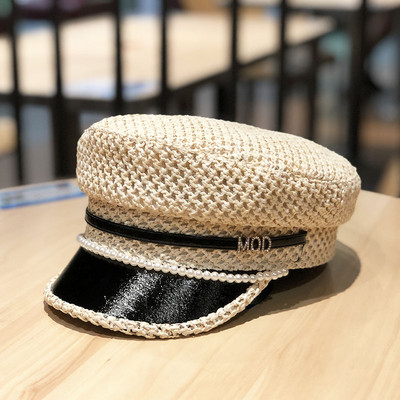 Γυναικείο μοντέρνο καπέλο με γείσο και πέρλες 