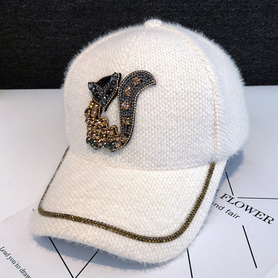 Νέο μοντέλο μοντέρνο γυναικείο καπέλο με γείσο και πέτρες