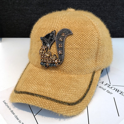 Νέο μοντέλο μοντέρνο γυναικείο καπέλο με γείσο και πέτρες