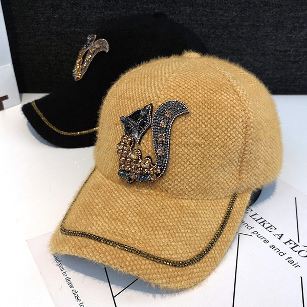 Νέο μοντέλο μοντέρνο γυναικείο καπέλο με γείσο και πέτρες