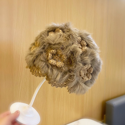 Γυναικείο casual πλεκτό καπέλο με γούνα