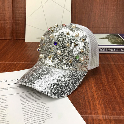 Νέο μοντέλο γυναικείο καπέλο με πέρλες , πούλιες και πέτρες