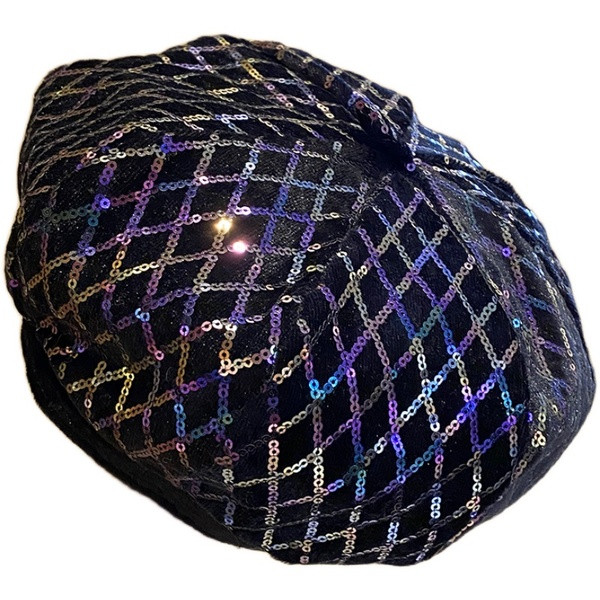 Női alkalmi sapka flitterekkel, több színben
