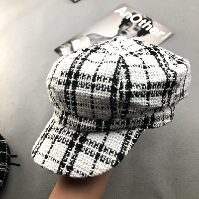 Új modell női kockás sapka sapka típusú sapkával