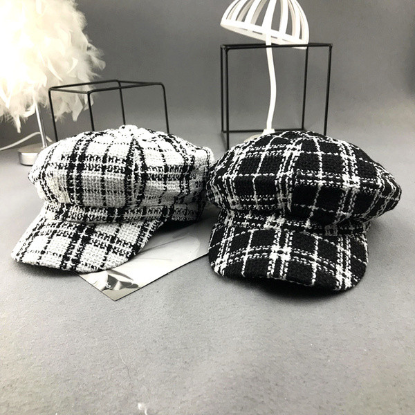 Új modell női kockás sapka sapka típusú sapkával