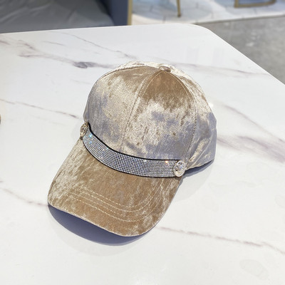 Καθημερινό γυναικείο καπέλο από βελούδο με πέτρες