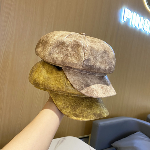 Lezser női bőrkalap napellenzővel, négy színben