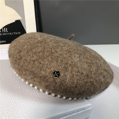 Καθημερινό μάλλινο γυναικείο καπέλο με πέρλες  σε τέσσερα χρώματα