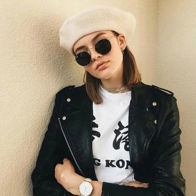 Γυναικείο μάλλινο καπέλο τύπου μπερέ