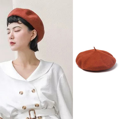 Γυναικείο μάλλινο καπέλο τύπου μπερέ