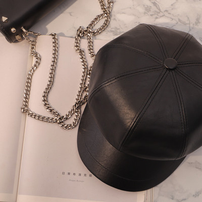 Aktuális bőr női sapka napellenzővel