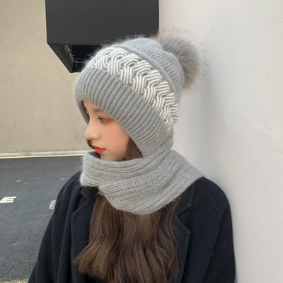 Μοντέρνο γυναικείο καπέλο μεγούνα και κασκόλ