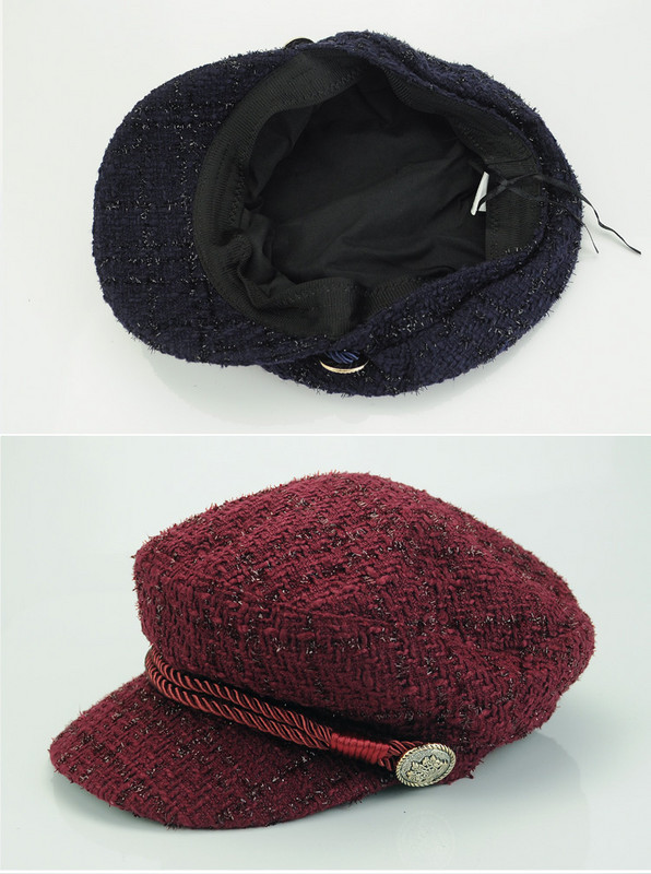 Őszi-téli svájcisapka fém díszítéssel