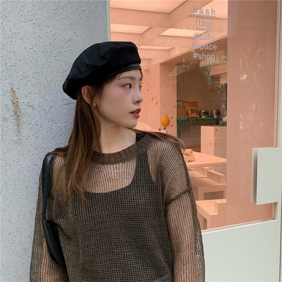 Γυναικείο μπερέ με στοιχεία από οικολογικό δέρμα