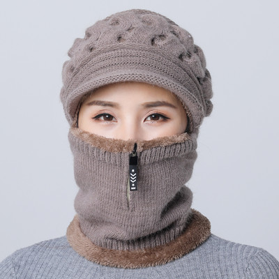 Női téli sapka cipzárral