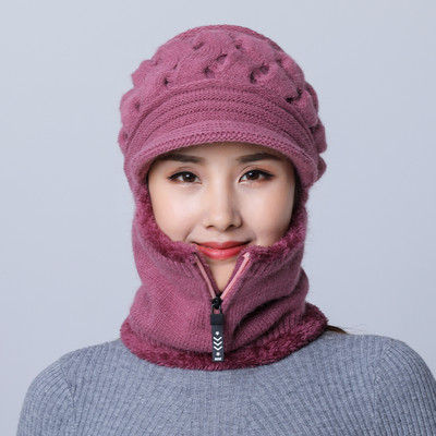 Női téli sapka cipzárral