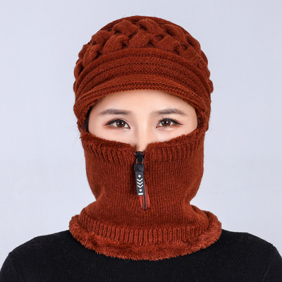 Női téli sapka cipzárral