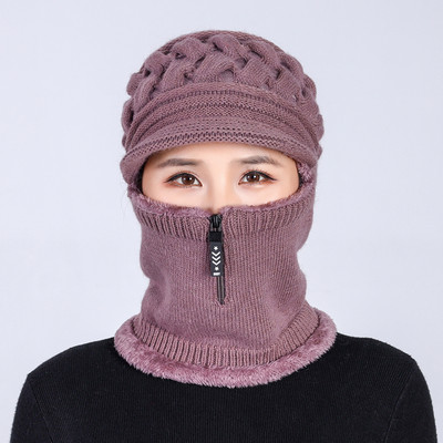 Női téli sapka cipzárral