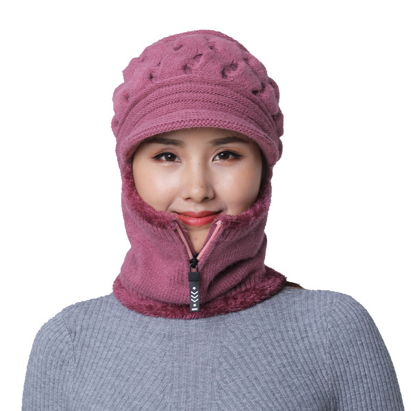 Női téli sapka cipzárral