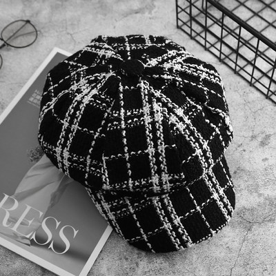 Aktuális női kockás barett sapka